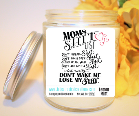 Image of Mom's List Funny Candle