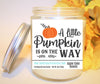 A Little Pumpkin Is On The Way Fall Candle Status Jar Candle Jade's Tropical Creations 