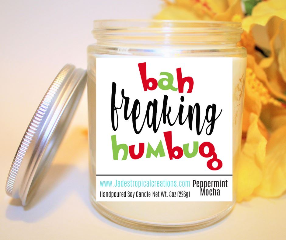 Bah Humbug Christmas Candle Status Jar Candle Jade's Tropical Creations 