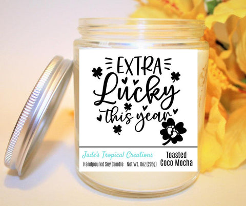 Image of Extra Lucky Pregnancy Announcement Candle Status Jar Candle Jade's Tropical Creations 