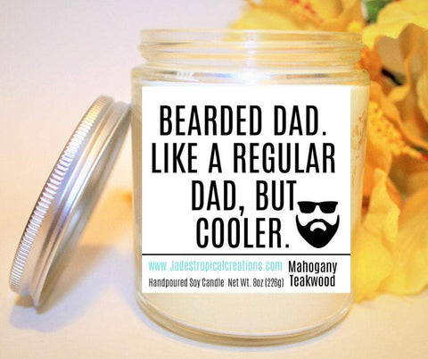 Image of Funny Bearded Dad Candle Status Jar Candle Jade's Tropical Creations 