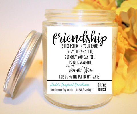Image of Funny Friendship Candles Status Jar Candle Jade's Tropical Creations 