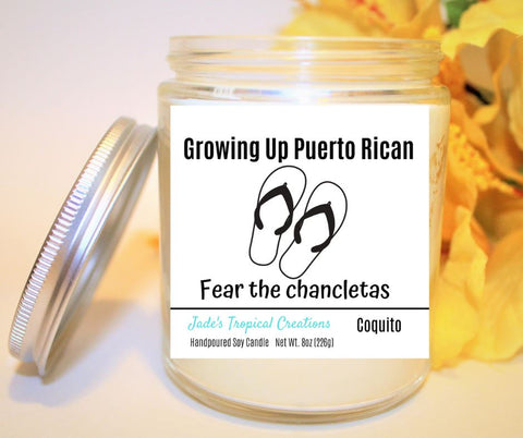 Image of Growing Up Puerto Rican Scented Candle Status Jar Candle Jade's Tropical Creations 