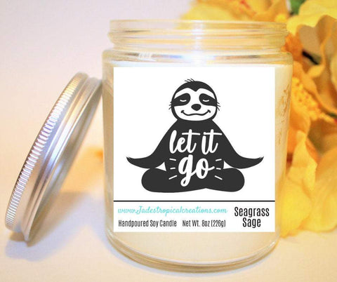 Image of Let It Go Sloth Candle Status Jar Candle Jade's Tropical Creations 