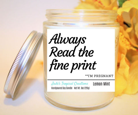 Image of Pregnancy Announcement Scented Candles Status Jar Candle Jade's Tropical Creations 