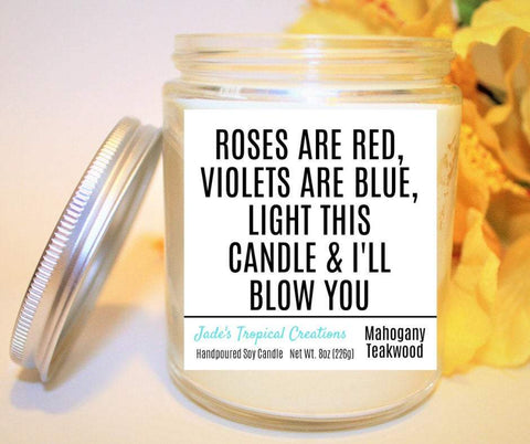 Image of Roses Are Red Candle, Gifts For Him, Blow Job Candle, Boyfriend Gift, Dirty Candle, Valentine Candle, Naughty Gift, Inappropriate i_did 