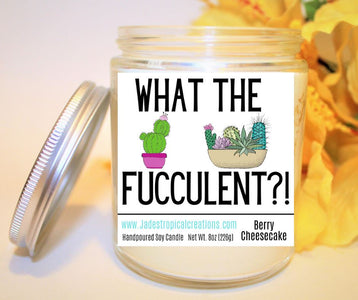 What The Fucculent Cactus Candle Status Jar Candle Jade's Tropical Creations 
