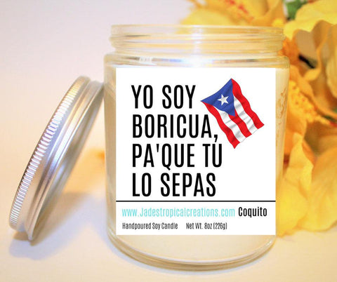 Image of Yo Soy Boricua Spanish Candle Status Jar Candle Jade's Tropical Creations 